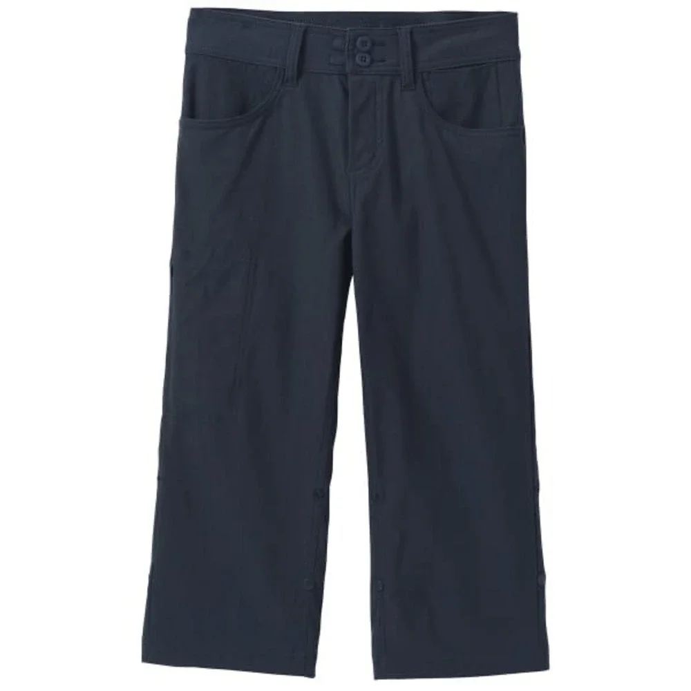 Prana Womens 2 Halle II Roll-Tab Capri Bermuda Shorts Grey Hiking Outdoor ReZion